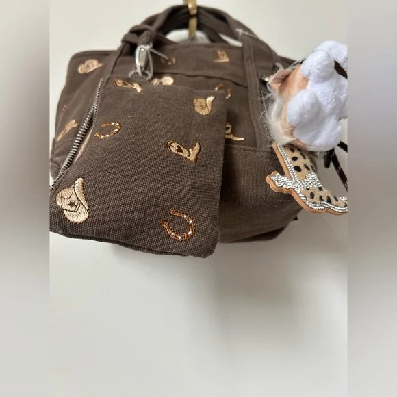 Viral Madden Girl Western Brown Mini Tote with bag charms - Picture 4 of 7